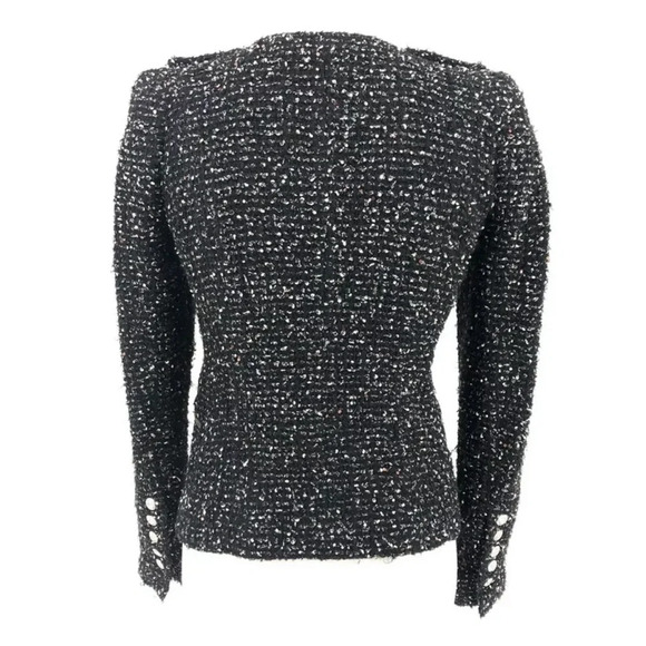 ZARA Divine Fantasy Black Tweed Boucle Moto Style Jacket Size: Medium "N… - Picture 7 of 11